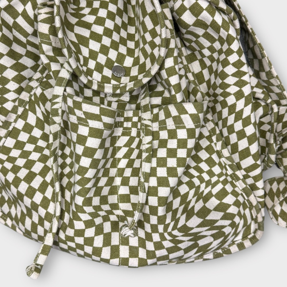 BAGGU Drawstring Canvas Backpack Trippy Checkerbo… - image 9
